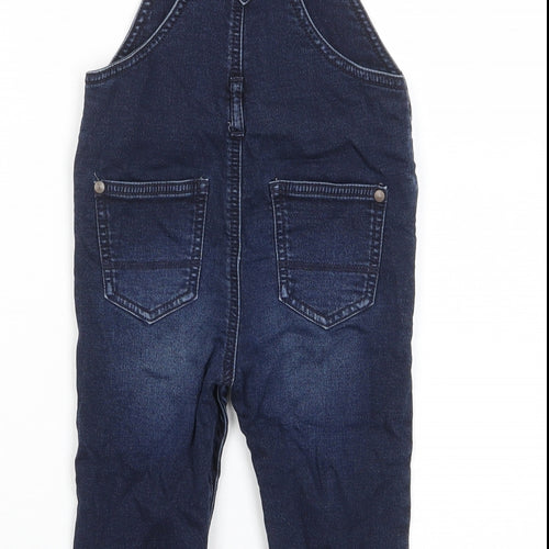 NEXT Baby Blue Cotton Dungaree One-Piece Size 18-24 Months Button - Pockets