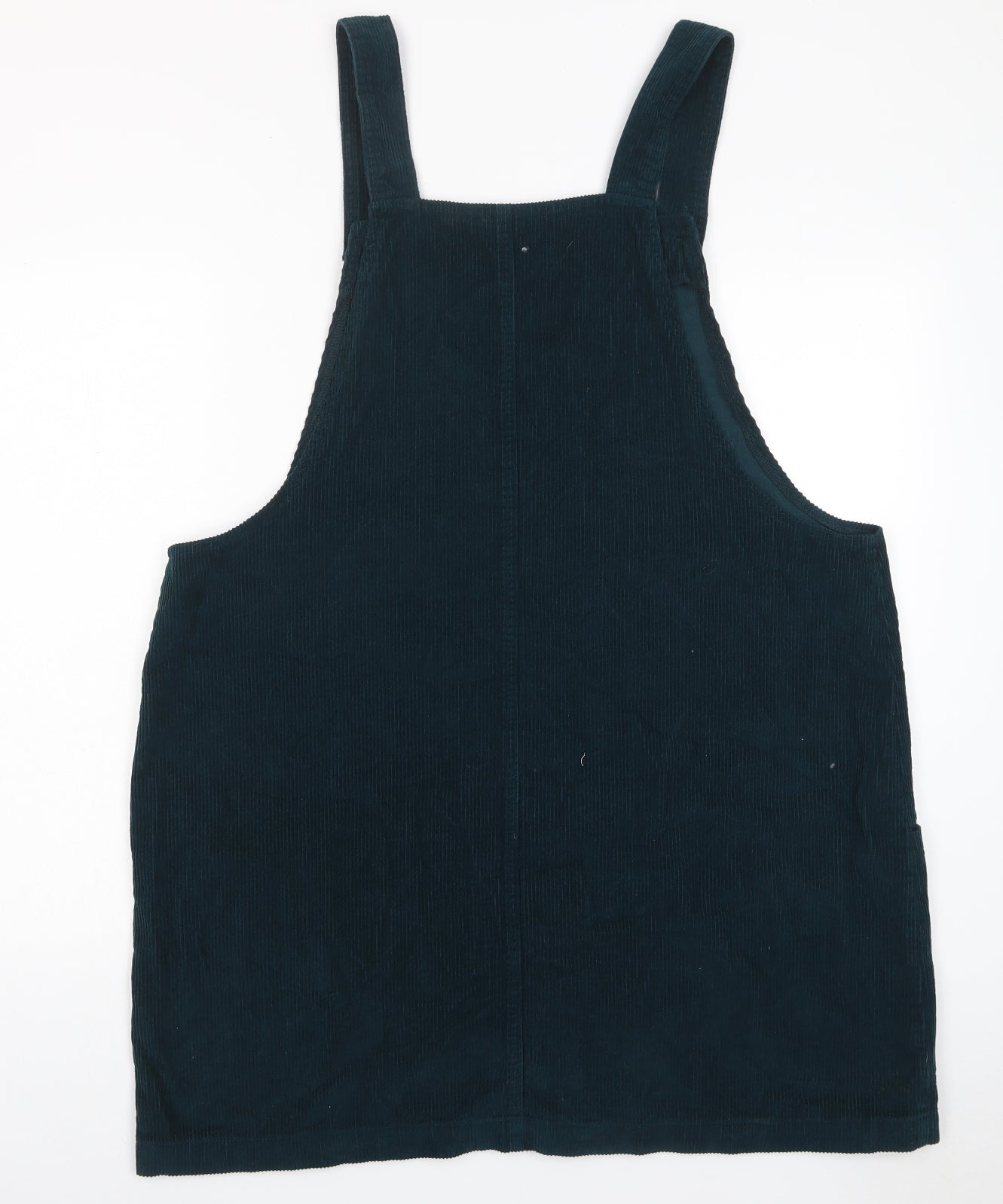 Papaya Womens Green Cotton Pinafore/Dungaree Dress Size 20 Square Neck Button - Pockets, Pinafore