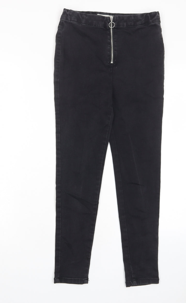Denim & Co. Girls Grey Cotton Skinny Jeans Size 12-13 Years L26 in Regular Zip - Pockets, Adjustable Waist