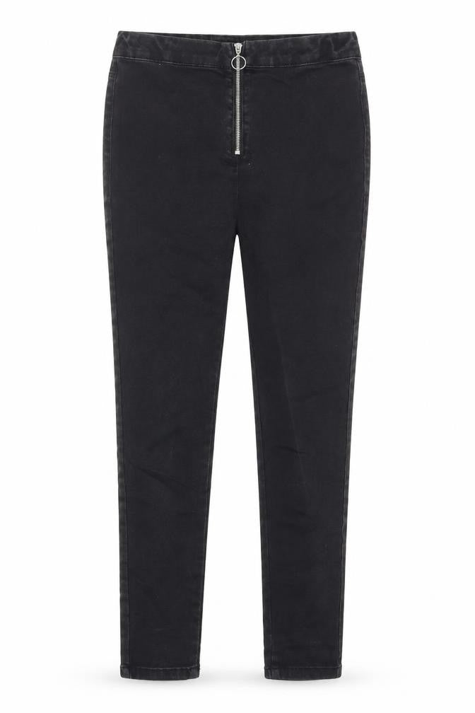 Denim & Co. Girls Grey Cotton Skinny Jeans Size 12-13 Years L26 in Regular Zip - Pockets, Adjustable Waist