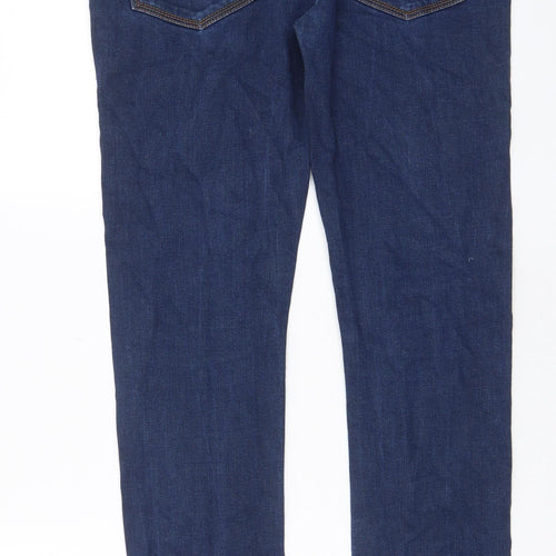 Zara Mens Blue Cotton Straight Jeans Size 32 in L30 in Regular Zip - Pockets