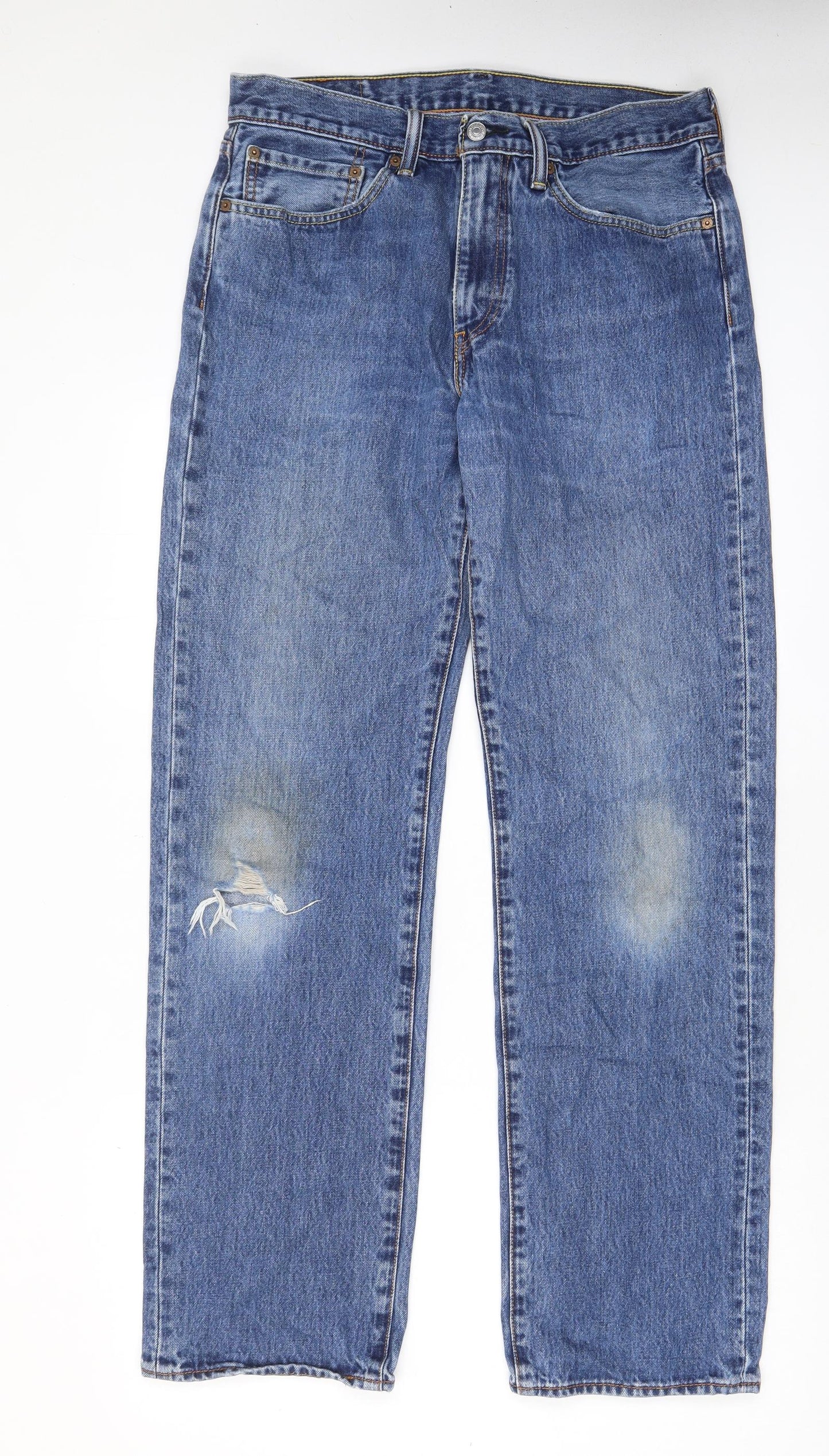 Levi's Mens Blue Cotton Straight Jeans Size 34 in L34 in Regular Zip - Pockets, Logo