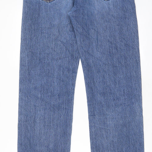 Levi's Mens Blue Cotton Straight Jeans Size 34 in L34 in Regular Zip - Pockets, Logo