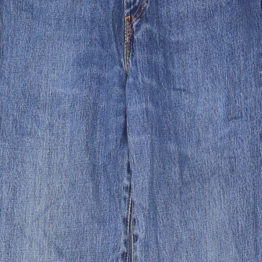 Levi's Mens Blue Cotton Straight Jeans Size 34 in L34 in Regular Zip - Pockets, Logo