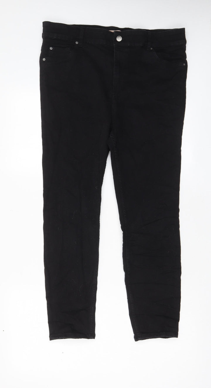 H&M Womens Black Cotton Skinny Jeans Size XL L26 in Regular Zip - Pockets