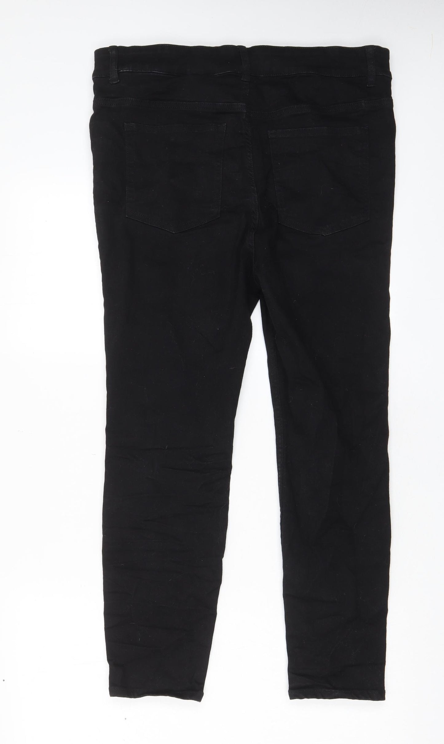 H&M Womens Black Cotton Skinny Jeans Size XL L26 in Regular Zip - Pockets
