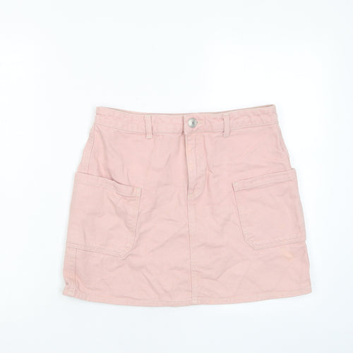 BDG Womens Pink Cotton A-Line Skirt Size M Zip - Pockets