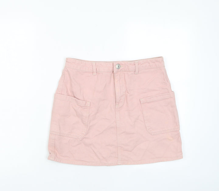 BDG Womens Pink Cotton A-Line Skirt Size M Zip - Pockets