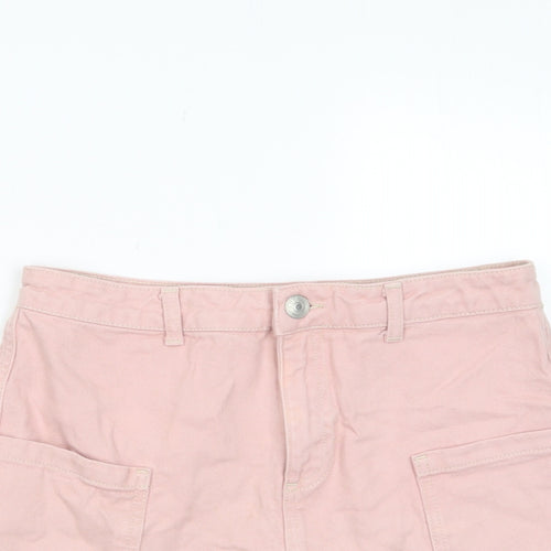 BDG Womens Pink Cotton A-Line Skirt Size M Zip - Pockets