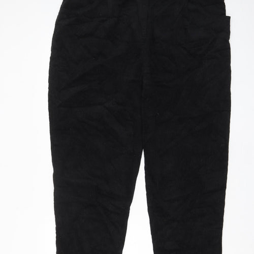 Topshop Womens Black Cotton Trousers Size 20 L26 in Regular Zip - Pockets