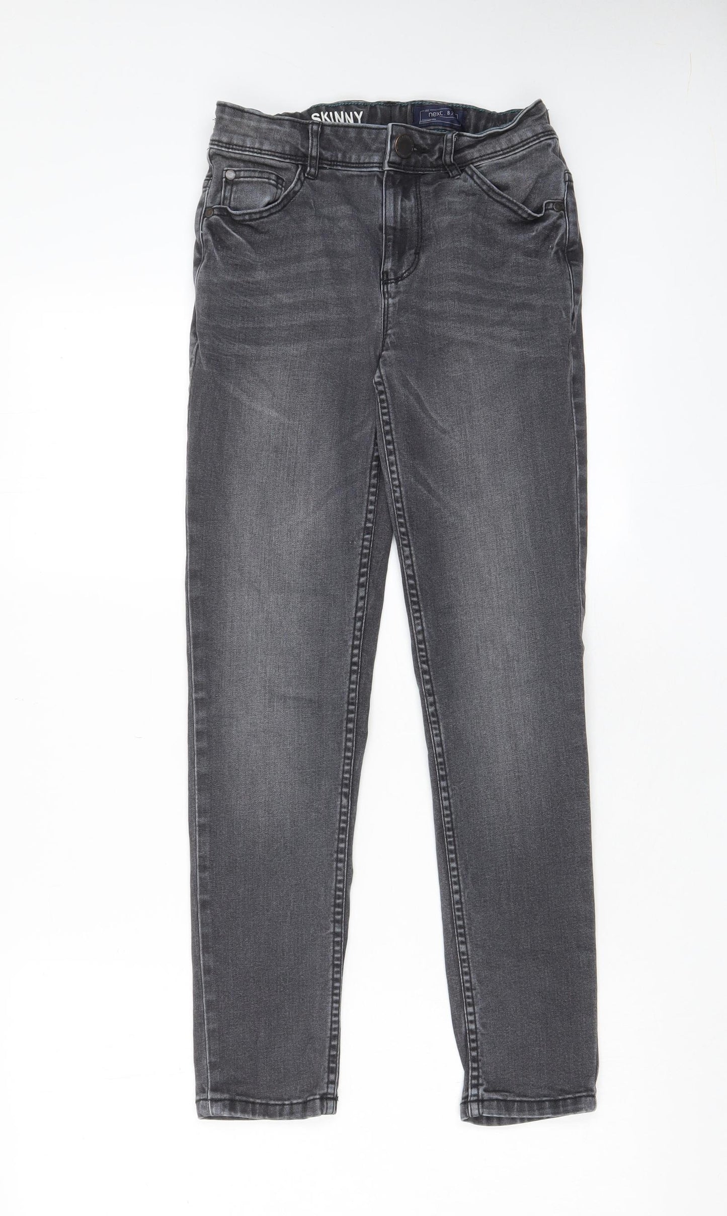 NEXT Boys Grey Cotton Straight Jeans Size 11 Years L27 in Regular Zip - Pockets