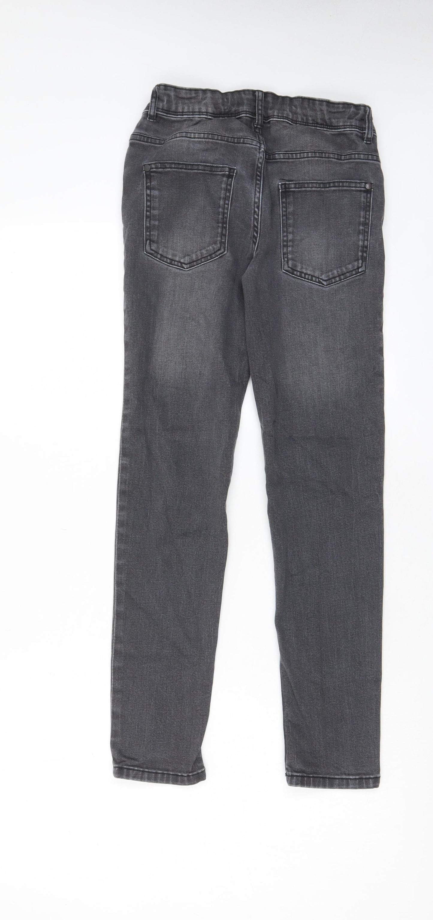 NEXT Boys Grey Cotton Straight Jeans Size 11 Years L27 in Regular Zip - Pockets