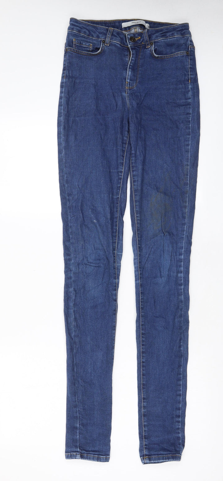 VERO MODA Womens Blue Cotton Skinny Jeans Size 26 in L36 in Regular Zip - Pockets