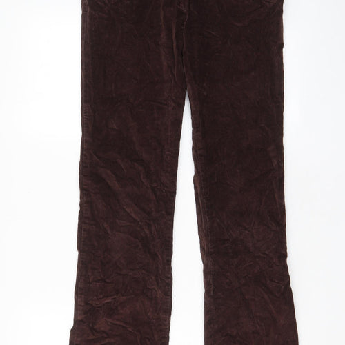 Cotton Traders Womens Brown Cotton Trousers Size 10 L31 in Regular Zip - Pockets