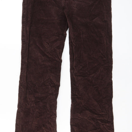 Cotton Traders Womens Brown Cotton Trousers Size 10 L31 in Regular Zip - Pockets