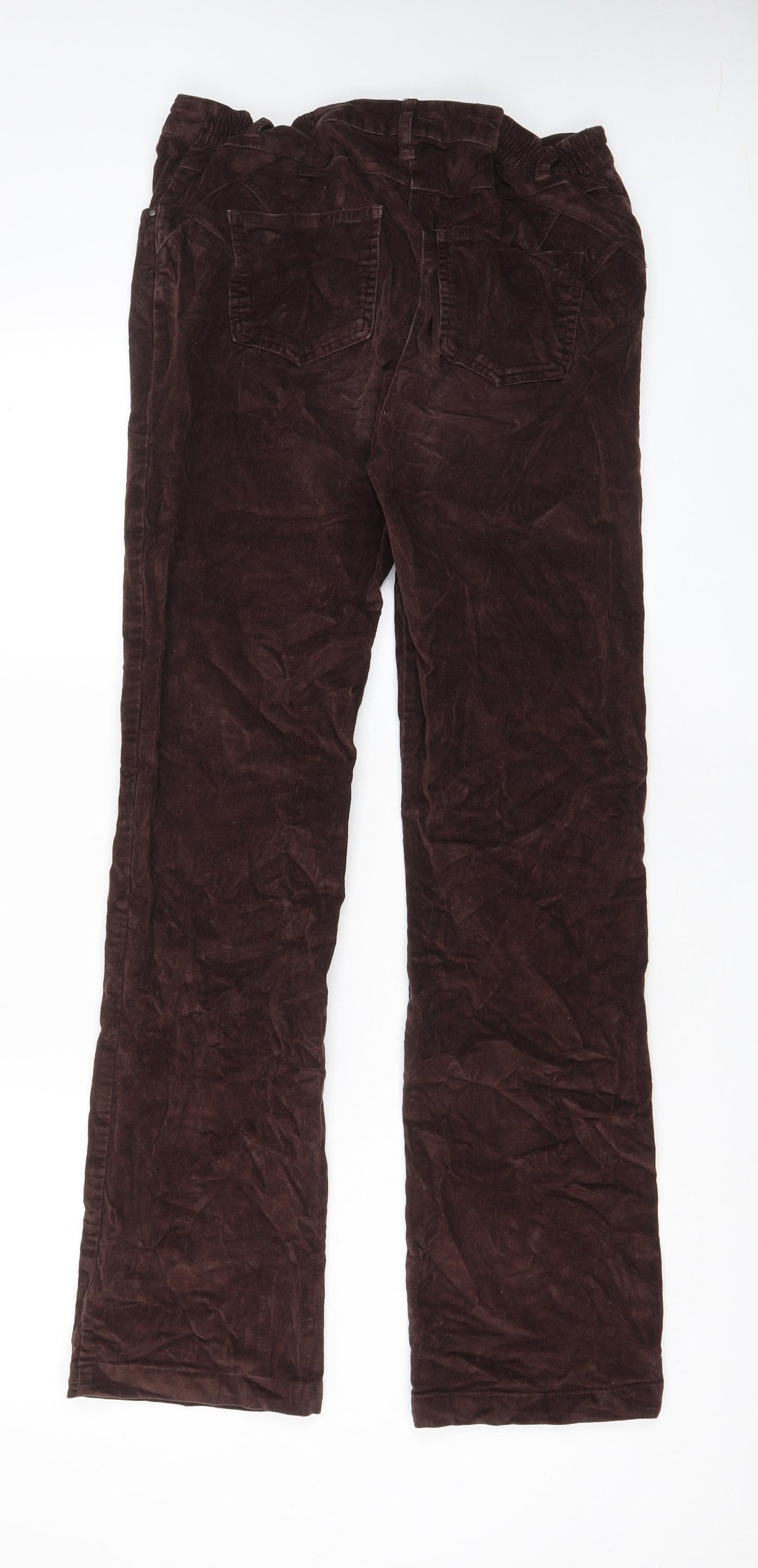 Cotton Traders Womens Brown Cotton Trousers Size 10 L31 in Regular Zip - Pockets