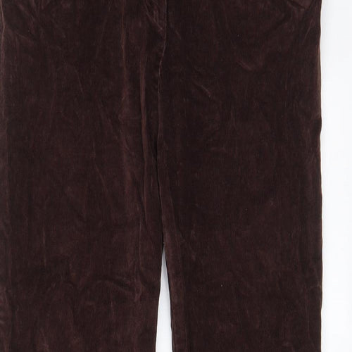 Cotton Traders Womens Brown Cotton Trousers Size 10 L31 in Regular Zip - Pockets