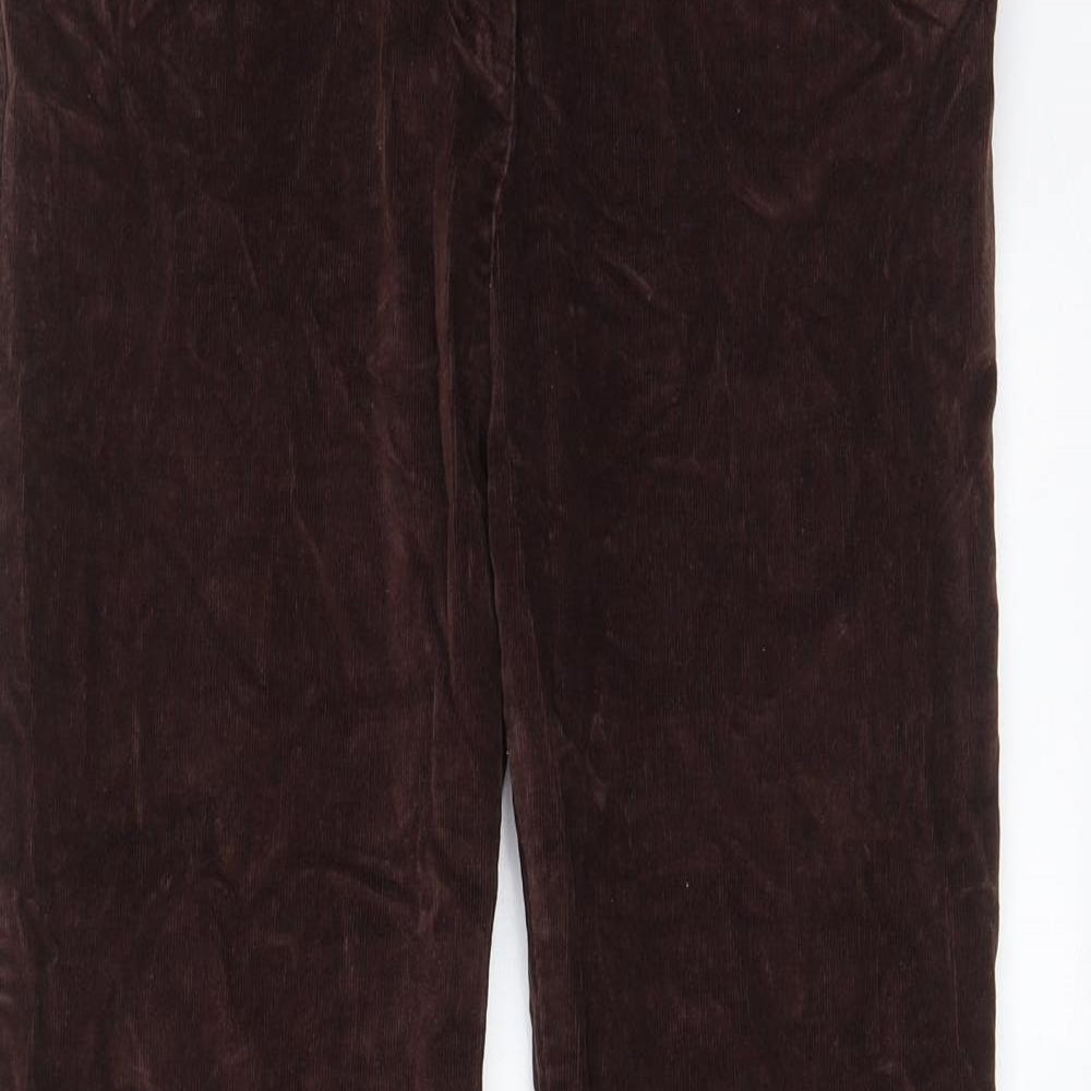 Cotton Traders Womens Brown Cotton Trousers Size 10 L31 in Regular Zip - Pockets