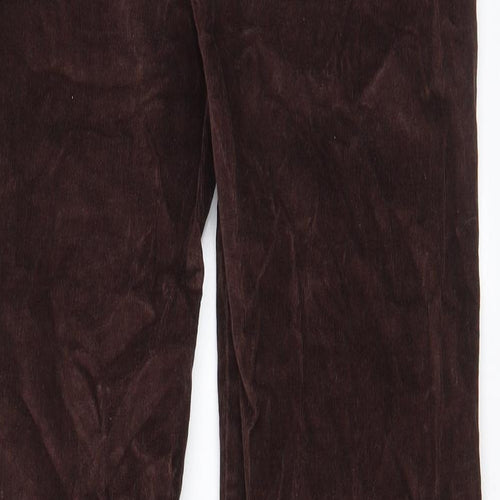 Cotton Traders Womens Brown Cotton Trousers Size 10 L31 in Regular Zip - Pockets