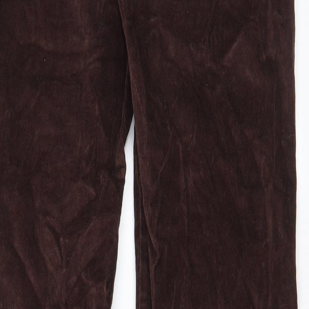 Cotton Traders Womens Brown Cotton Trousers Size 10 L31 in Regular Zip - Pockets