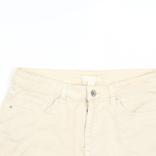 H&M Womens Beige Cotton Basic Shorts Size 8 L3 in Regular Zip - Pockets