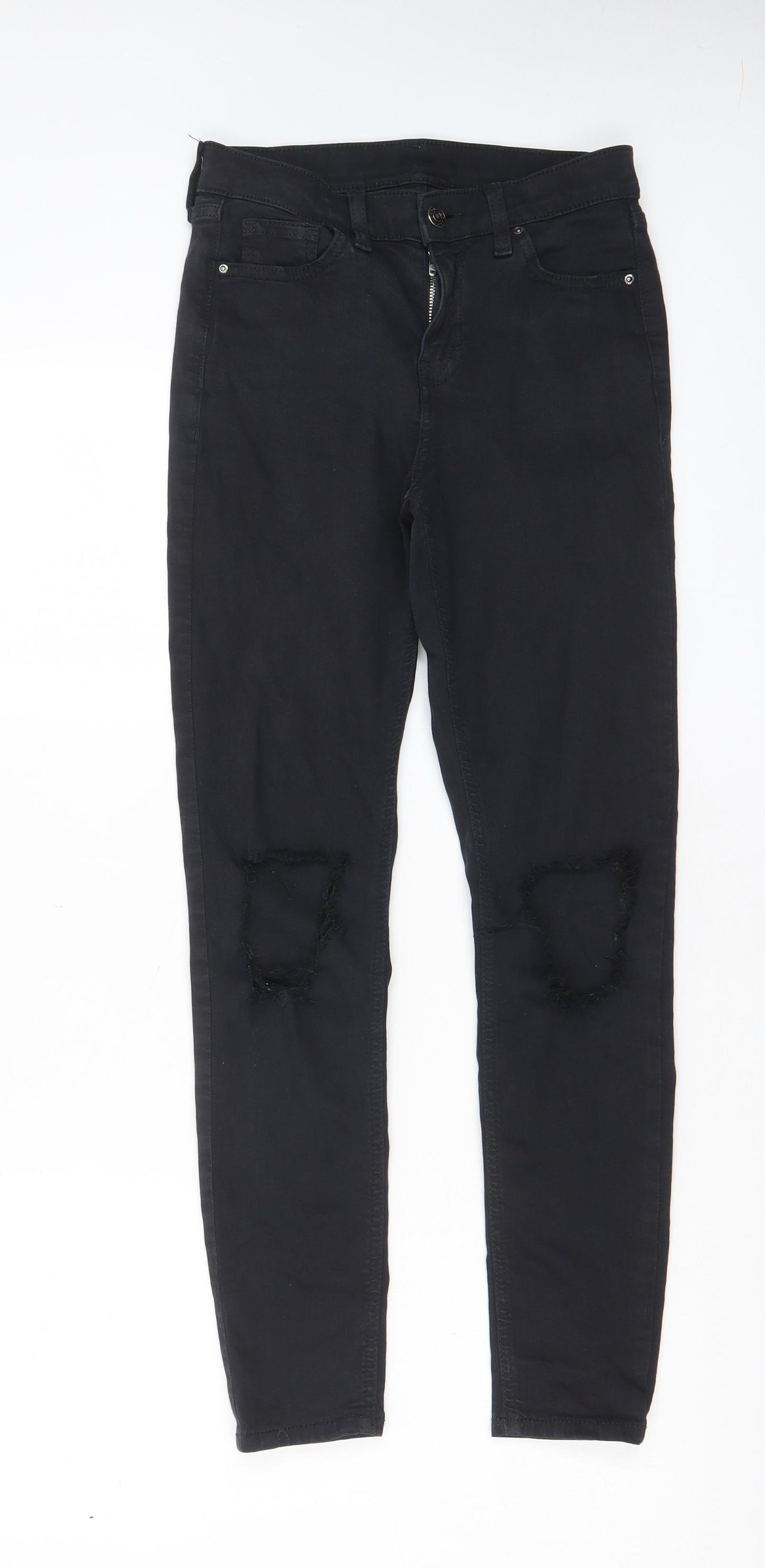 Topshop Womens Black Cotton Skinny Jeans Size 26 in L32 in Regular Zip - Pockets