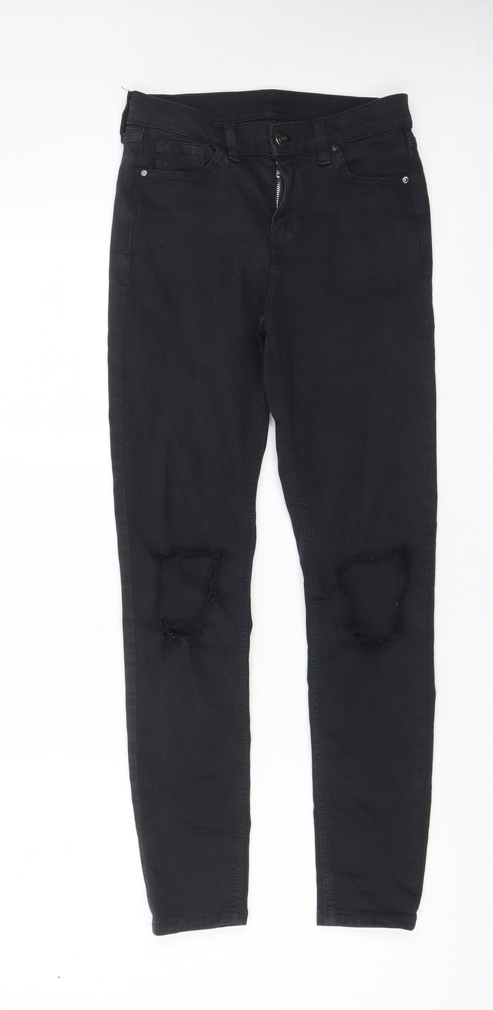 Topshop Womens Black Cotton Skinny Jeans Size 26 in L32 in Regular Zip - Pockets