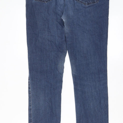 Angels Womens Blue Cotton Straight Jeans Size 34 in L29 in Regular Zip - Pockets, Studded