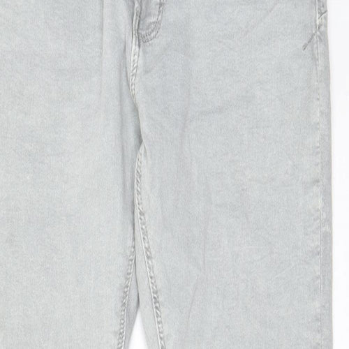 Bershka Womens Grey Cotton Skinny Jeans Size 14 L28 in Regular Zip - Pockets
