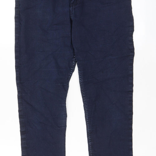Marks and Spencer Womens Blue Cotton Bermuda Shorts Size 12 L20 in Regular Zip - Pockets