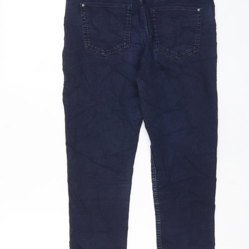 Marks and Spencer Womens Blue Cotton Bermuda Shorts Size 12 L20 in Regular Zip - Pockets
