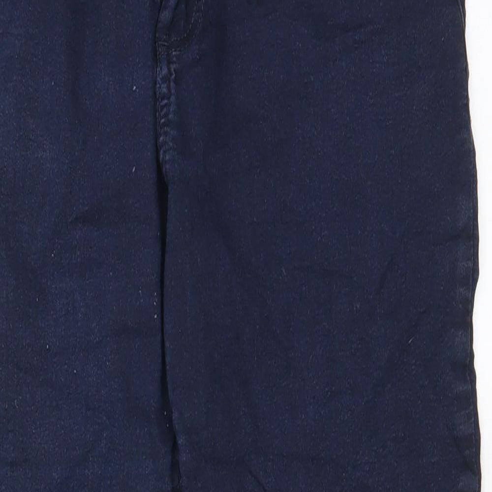 Marks and Spencer Womens Blue Cotton Bermuda Shorts Size 12 L20 in Regular Zip - Pockets