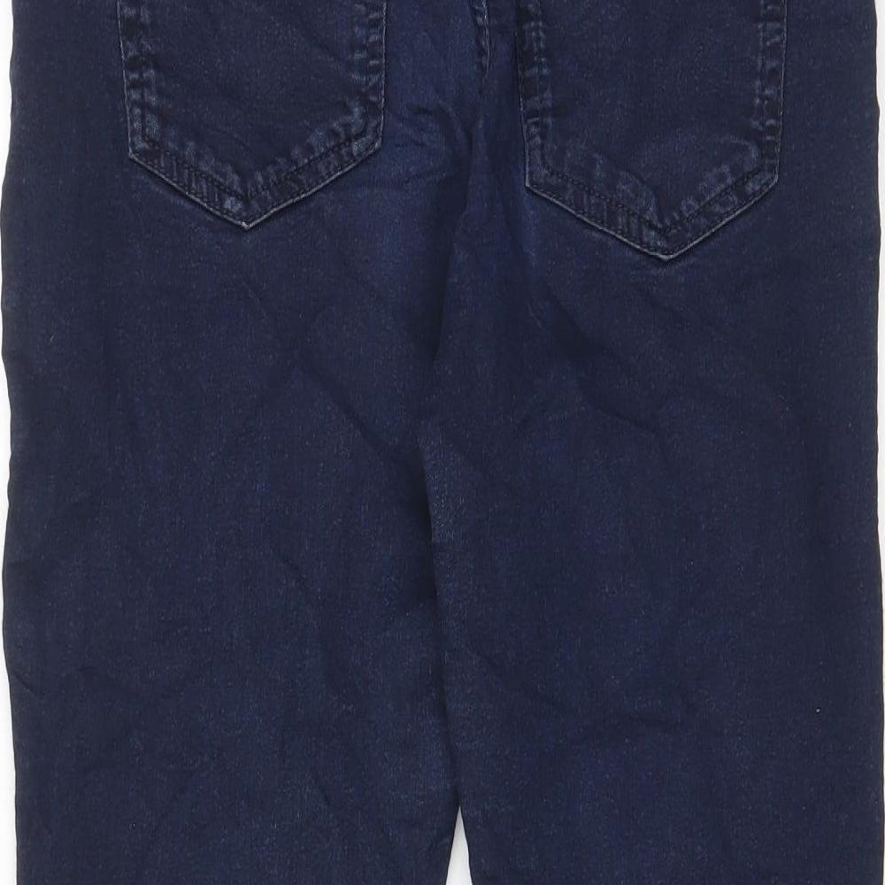 Marks and Spencer Womens Blue Cotton Bermuda Shorts Size 12 L20 in Regular Zip - Pockets