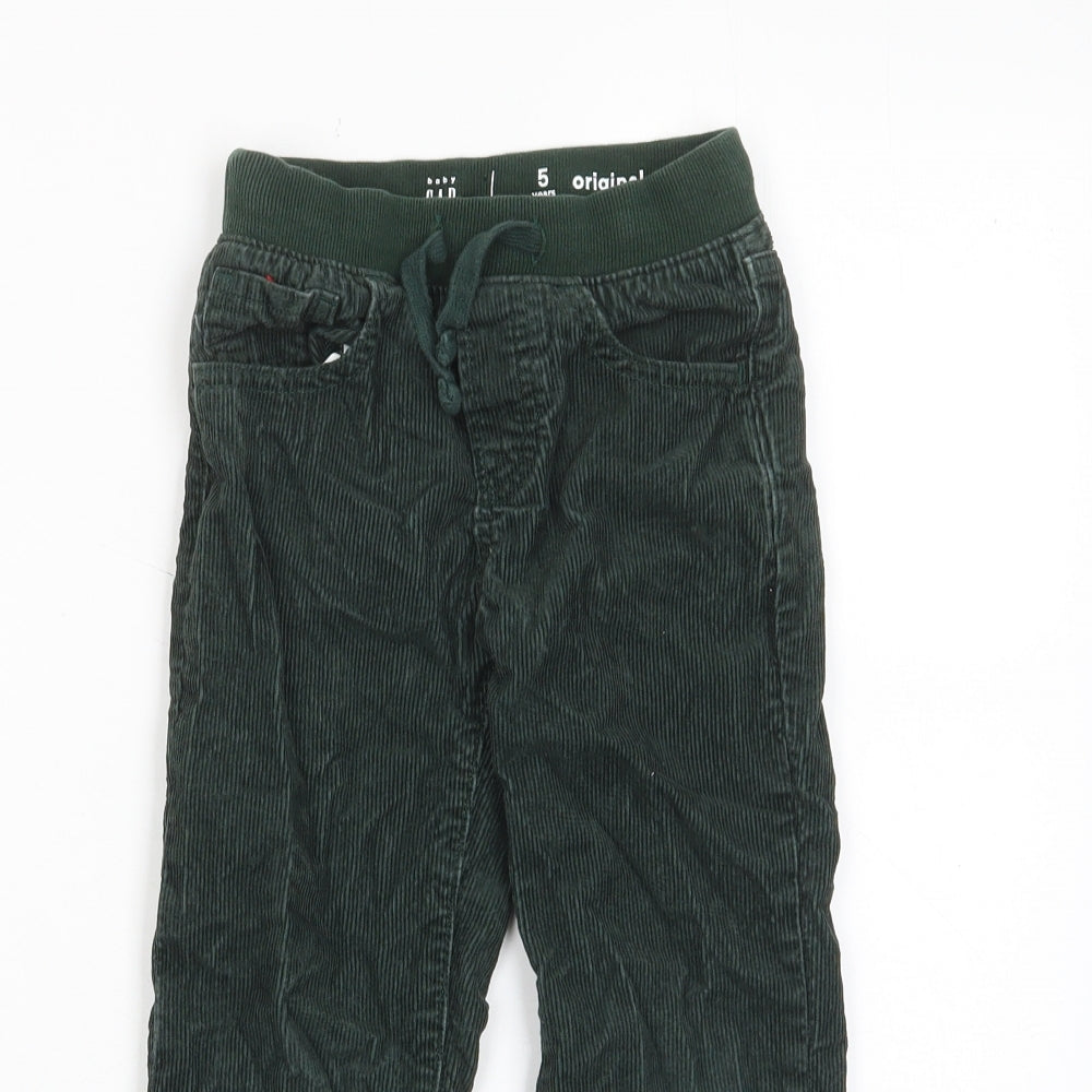 Gap Boys Green Cotton Chino Trousers Size 5 Years Regular Drawstring - Pockets