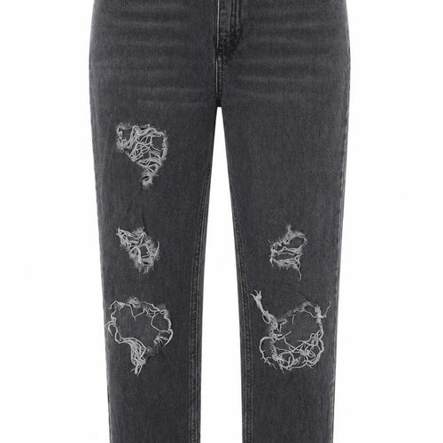 New Look Womens Grey Cotton Mom Jeans Size 8 L26 in Regular Zip - Pockets