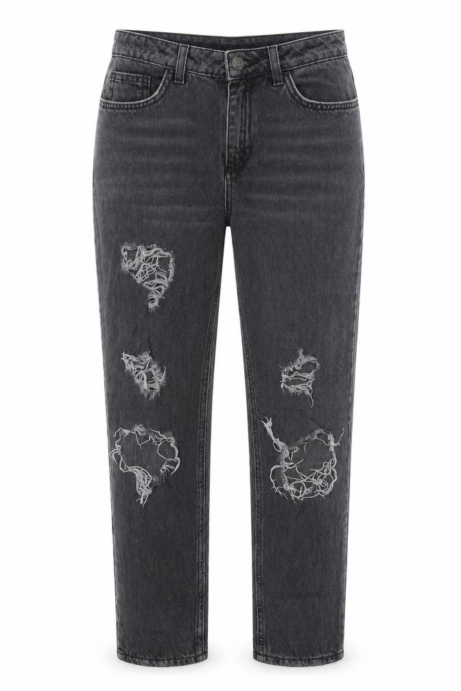 New Look Womens Grey Cotton Mom Jeans Size 8 L26 in Regular Zip - Pockets