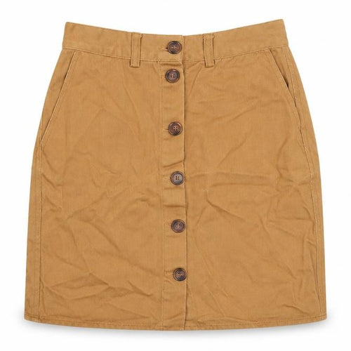 River Island Womens Brown Cotton A-Line Skirt Size 8 Button - Pockets, Belt Loops