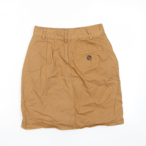 River Island Womens Brown Cotton A-Line Skirt Size 8 Button - Pockets, Belt Loops