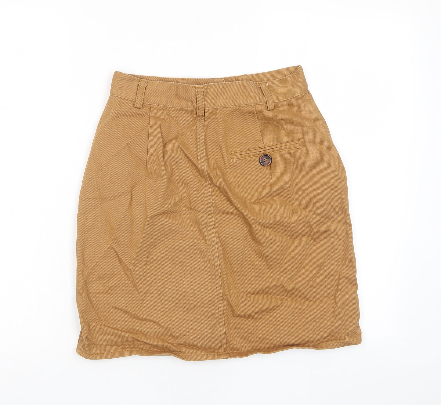 River Island Womens Brown Cotton A-Line Skirt Size 8 Button - Pockets, Belt Loops