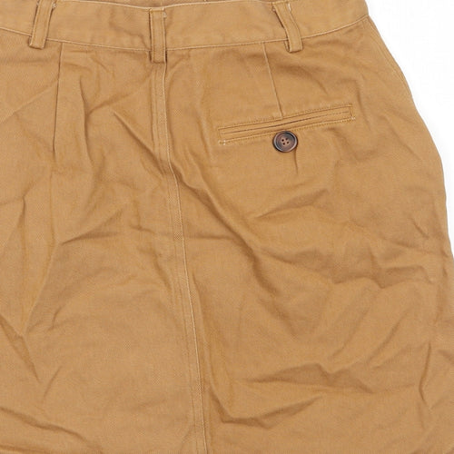 River Island Womens Brown Cotton A-Line Skirt Size 8 Button - Pockets, Belt Loops
