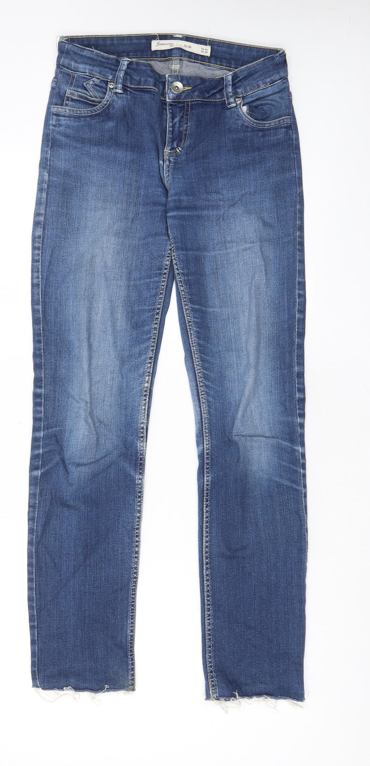 JeansWear 72D Womens Blue Cotton Straight Jeans Size 28 in L29 in Slim Zip - Pockets