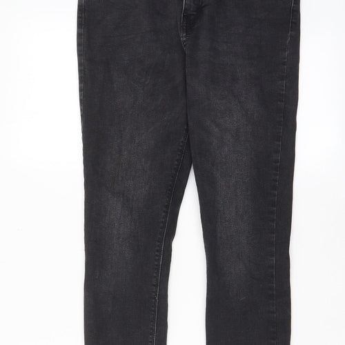 Denim & Co. Womens Grey Cotton Skinny Jeans Size 14 L25 in Regular Zip - Pockets