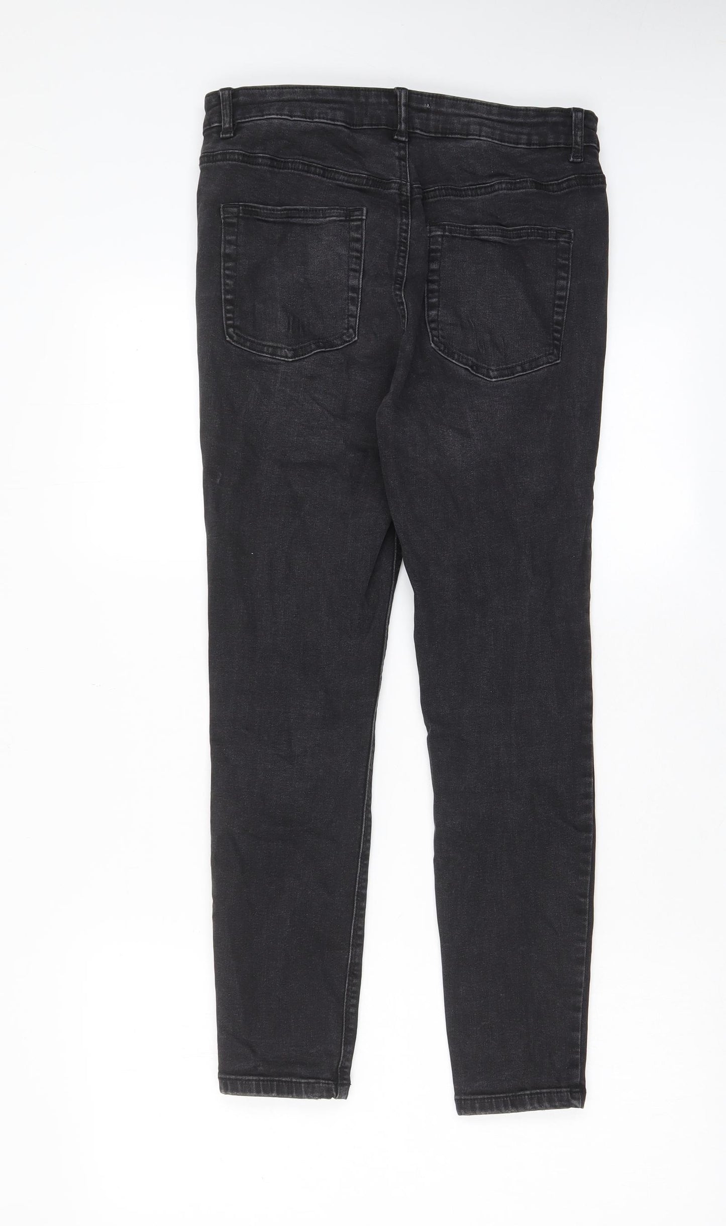 Denim & Co. Womens Grey Cotton Skinny Jeans Size 14 L25 in Regular Zip - Pockets