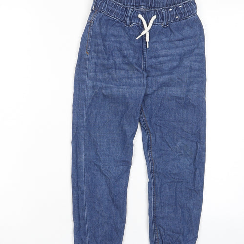 H&M Boys Blue Cotton Straight Jeans Size 6-7 Years Regular Drawstring