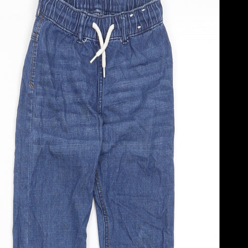 H&M Boys Blue Cotton Straight Jeans Size 6-7 Years Regular Drawstring