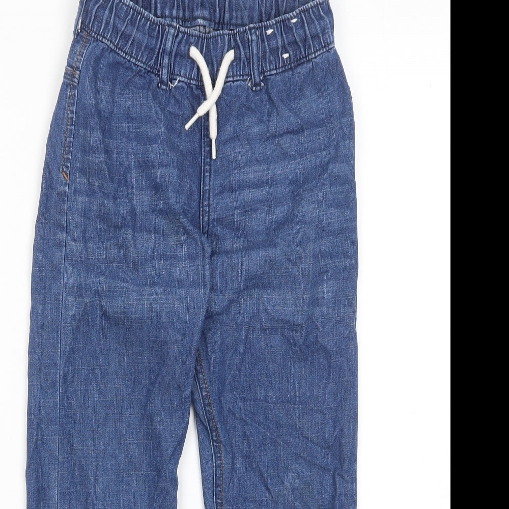 H&M Boys Blue Cotton Straight Jeans Size 6-7 Years Regular Drawstring