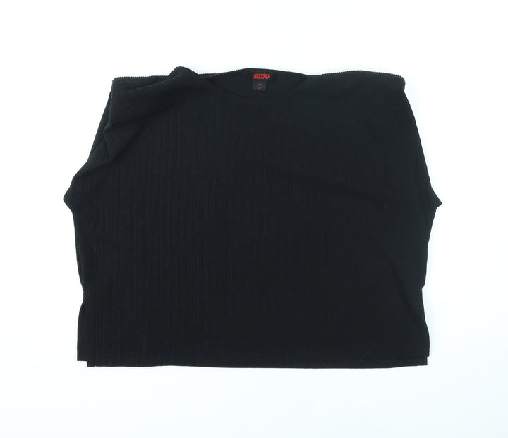 Misspap Womens Black Polyester Basic Tank Size M Round Neck - Shoulder Pads