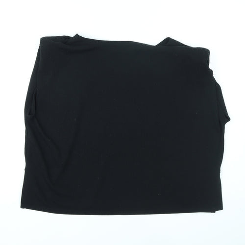 Misspap Womens Black Polyester Basic Tank Size M Round Neck - Shoulder Pads