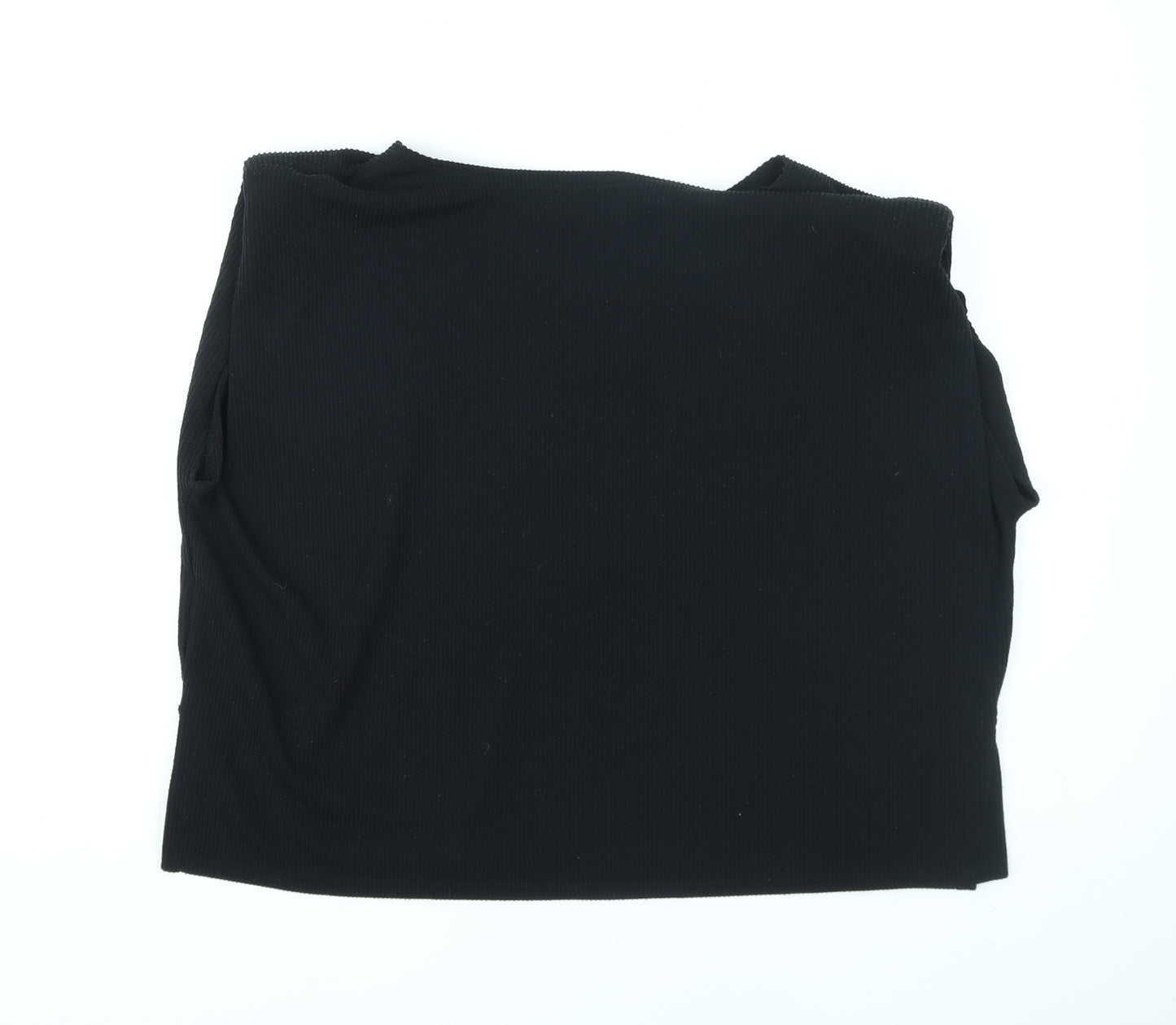 Misspap Womens Black Polyester Basic Tank Size M Round Neck - Shoulder Pads