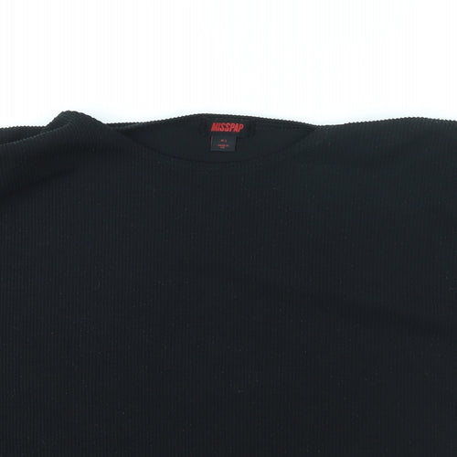 Misspap Womens Black Polyester Basic Tank Size M Round Neck - Shoulder Pads